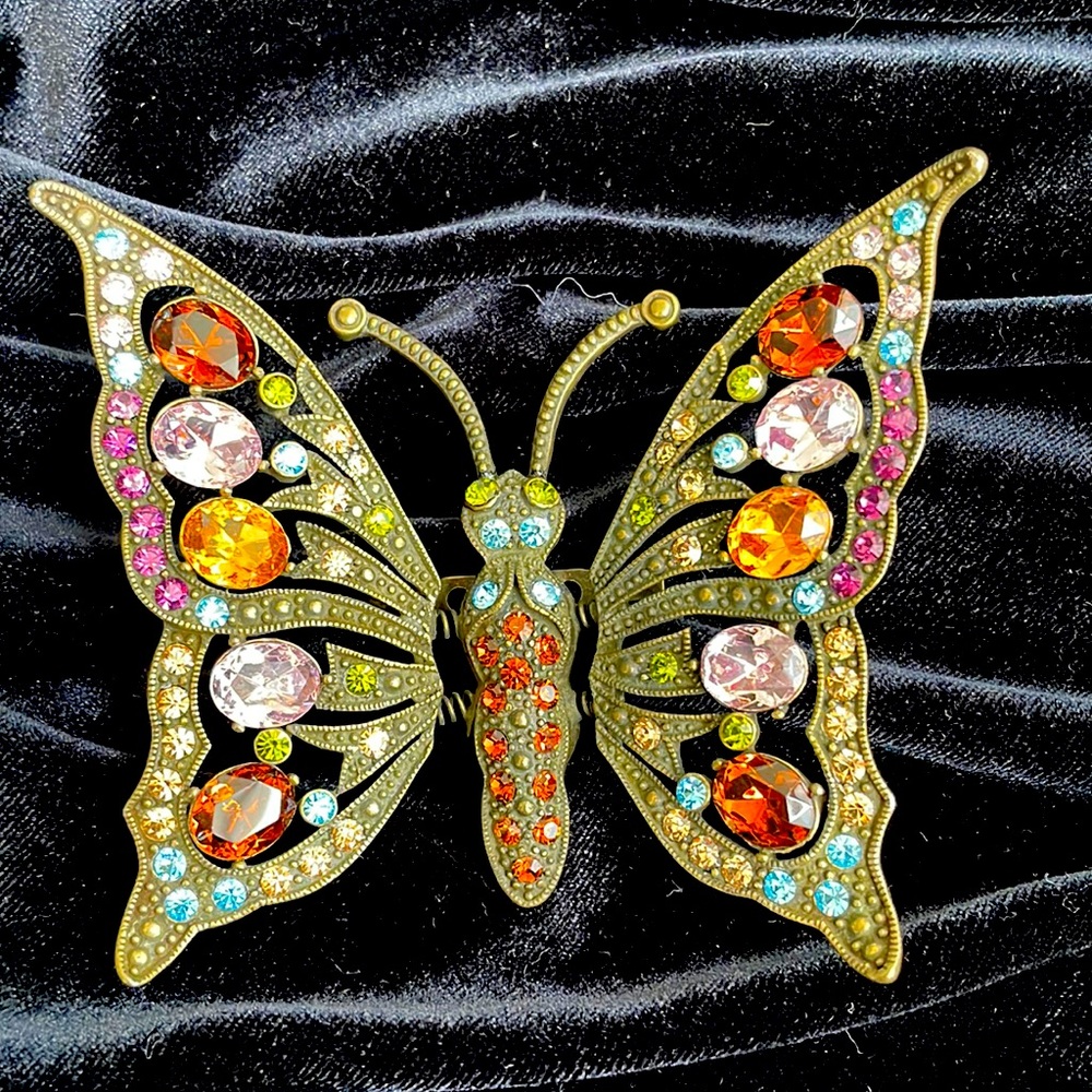 Heidi Daus Butterfly multi colored jeweled brooch